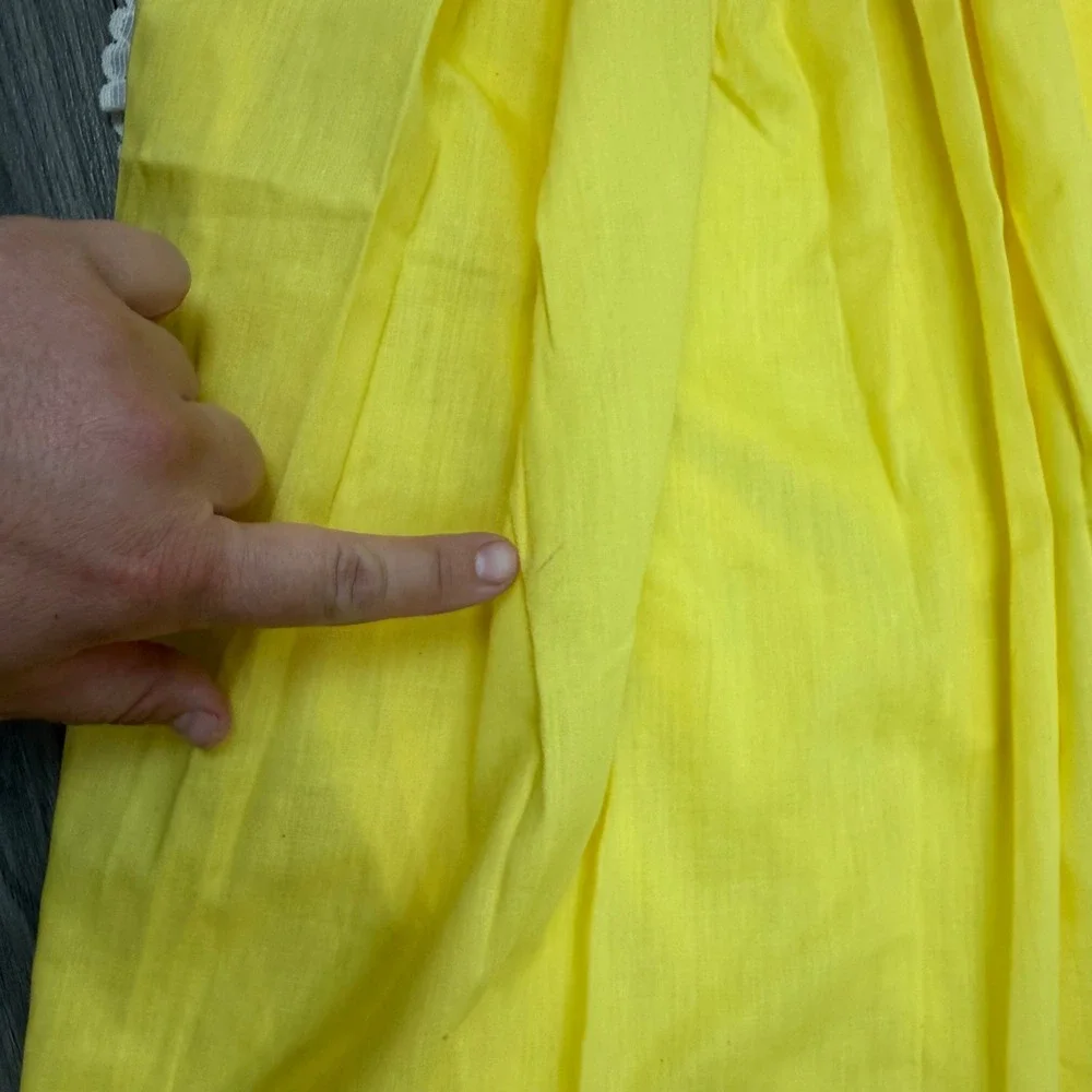 Vintage 70s Montgomery Ward Girls Yellow Prairie Maxi Dress Eyelet Lace Size 6‎
